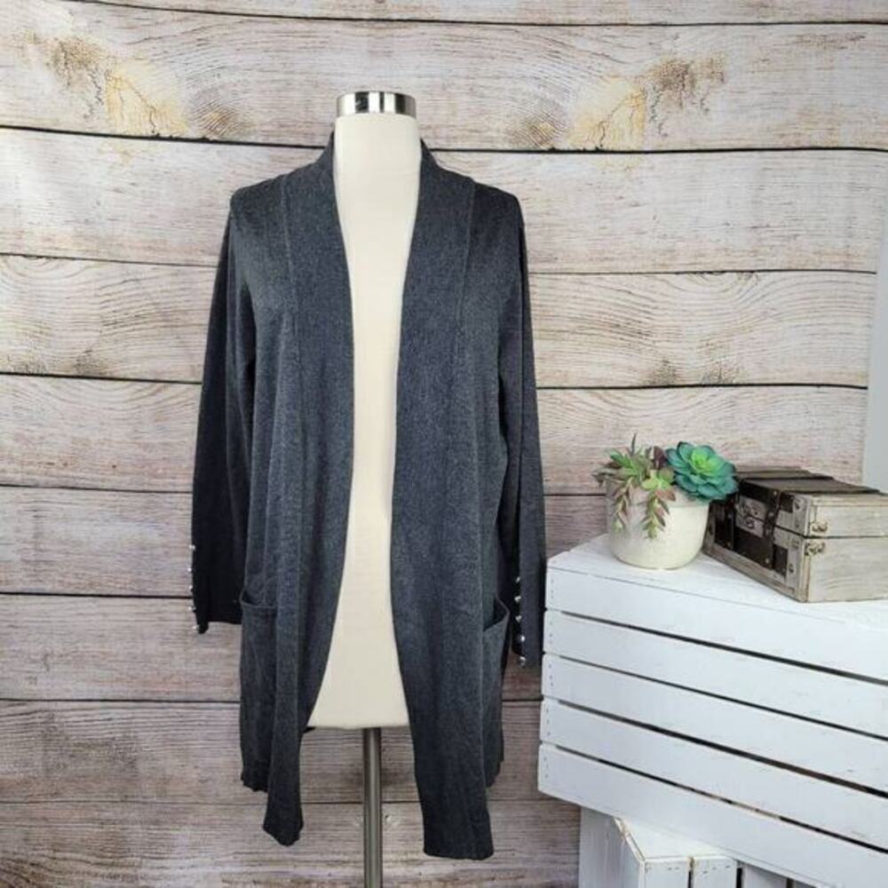 JM Collection Women's Gray Longline Cardigan Size Extra Large